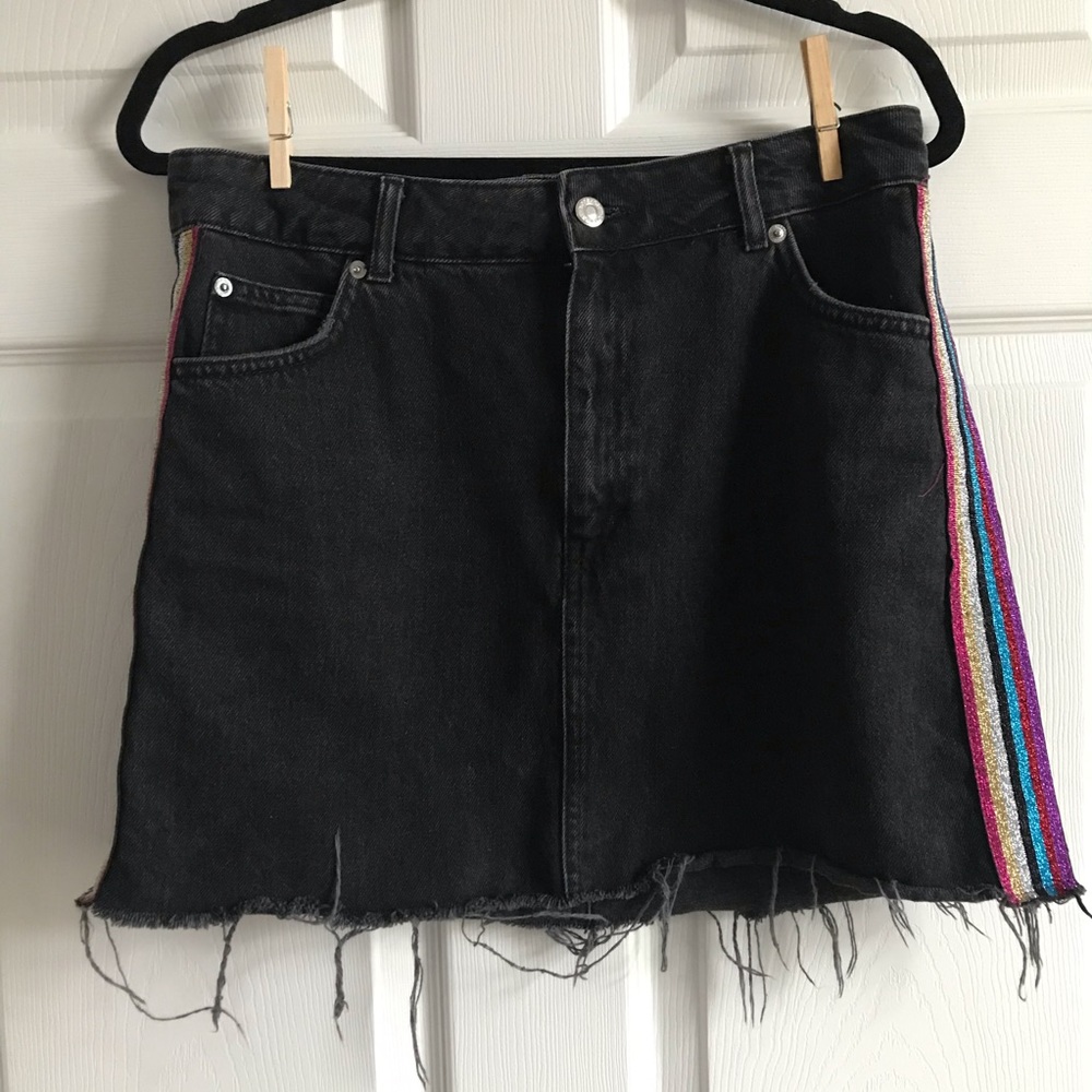 Topshop Moto rainbow track stripe denim skirt‎ / 8 - Picture 4 of 7